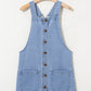 Beau Blue Wide Strap Button Front Pocketed Denim Mini Dress