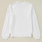 White Flower Detail Knitted Notched Neck Sweater