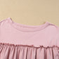 Light Pink Ruffled Trim Loose Babydoll Tee