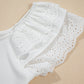 White Eyelet Ruffle Sleeve Slim Fitted Top