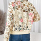 Floral Print Baseball Collar Zip Up Water Soluble Lace Coat Casual Hollow out Bomber Jacket