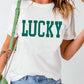 White LUCKY Printed Round Neck St Patricks T Shirt