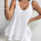 Love Heart Pattern Contrast Lace Layered Chiffon Tank Top