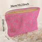 Bright Pink Valentines Fashion Bow Print Ribbed Storage Bag