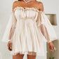 Off Shoulder Frill Trim Sheer Mesh Swing Dress