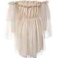 Off Shoulder Frill Trim Sheer Mesh Swing Dress