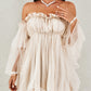 Off Shoulder Frill Trim Sheer Mesh Swing Dress