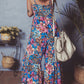 Pink Floral Smocked Bust Spaghetti Straps Wide Leg Jumpsuit