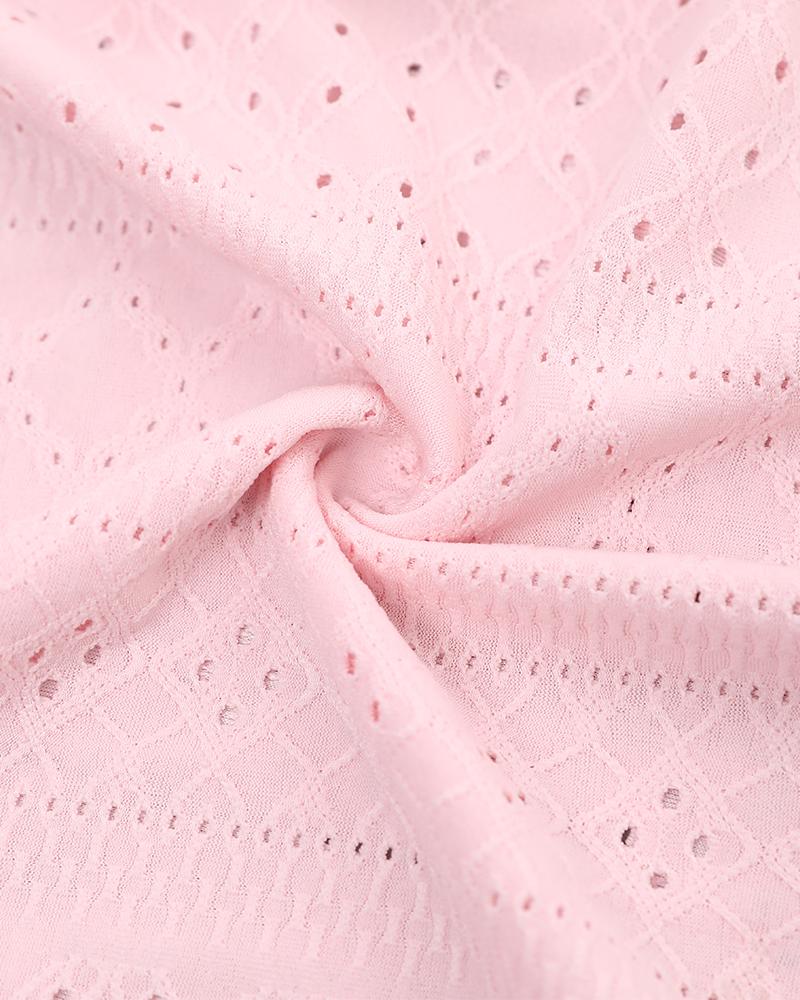 Eyelet Embroidery Chain Strap High Dress