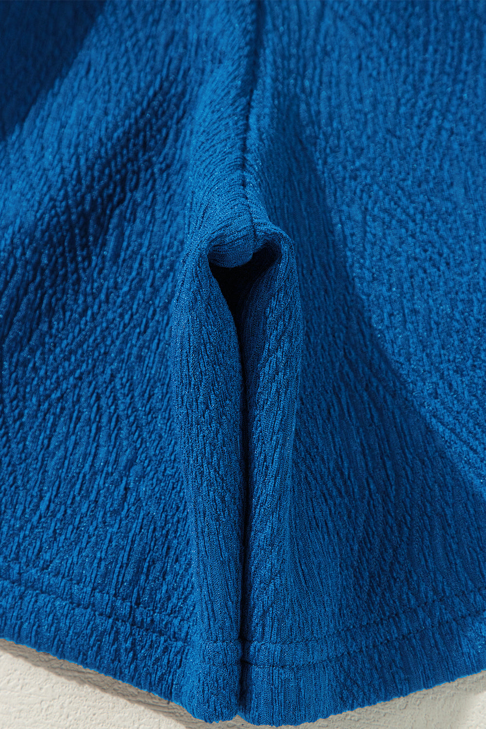 Bluing Solid Textured Crew Neck Short Set