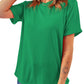 Bright Green Casual Plain Crew Neck Tee