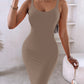Spaghetti Strap U Neck Casual Maxi Dresses Slim Fit Cami Dress Party Club Bodycon Dress