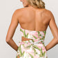 Pink Tropical Asymmetric Cut out Halter Backless One Piece Swimwear