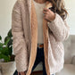 Colorblock Open Front Pocket Design Hooded Reversible Fleece Teddy Coat