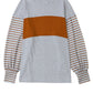 Gray Colorblock Striped Bishop Sleeve Top