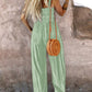 Tie Dye Print Square Neck Thick Strap Shirred Wide Leg Jumpsuit Casual Overalls with Pockets