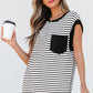 Black Stripe Chest Pocket Patch Round Neck Tank Top