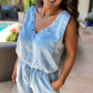 Beau Blue Studded V Neck Raw Hem Sleeveless Denim Romper
