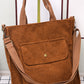 Chestnut Detachable Shoulder Strap Large Corduroy Bag