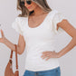 White Eyelet Ruffle Sleeve Slim Fitted Top