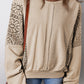 Parchment Knit Crochet Exposed Seam Ribbed Trim Sweatshirt