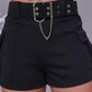 High Waist Pocket Design Cargo Shorts Casual Belted Skinny Shorts
