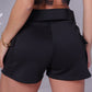 High Waist Pocket Design Cargo Shorts Casual Belted Skinny Shorts