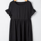 Black Textured Ruffled Sleeve Babydoll Plus Dress