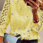 Lace Butterfly Print V Neck Long Sleeve Patchwork Casual Blouse