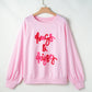 Pink Hugs and Kisses Pop Up Embroidered Raglan Sleeve Sweatshirt