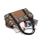 Coffee Western Aztec Print PU Leather Large Travel Duffel Bag