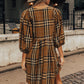 Brown Plaid Pattern Empire Waist Babydoll Dress
