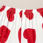 Red Ruffled Tank Top And Heart Print Pants Lounge Set