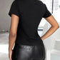 Rhinestone Decor Asymmetrical Neck T Shirt