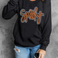 Black Spooky Rhinestone Drop Shoulder Graphic Sweatshirt