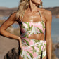 Pink Tropical Asymmetric Cut out Halter Backless One Piece Swimwear