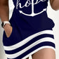 Hope Anchor Print Striped Casual Dress
