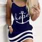 Hope Anchor Print Striped Casual Dress