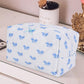 Sky Blue Bow Knot Quilted Zipper Makeup Bag