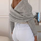 Off Shoulder Crisscross Wrap Knit Sweater