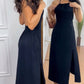 Halter Sleeveless Backless Maxi Dress Casual Shirred Back Side Slit Vacation Dress