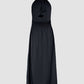 Halter Sleeveless Backless Maxi Dress Casual Shirred Back Side Slit Vacation Dress