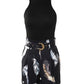 Basic Tank Top & Feather Print Shorts Set With Belt