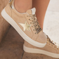 Buckskin Star Glitter Patchwork Lace-up Sneakers