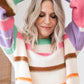 Multicolor Striped Colorblock Drop Shoulder Sweater