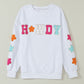 White Glitter Howdy Patch Graphic Casual Sweatshirt