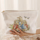 White Easter Rabbits Print Textured Zipper Cosmetic Bag