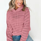 Peach Blossom Pointelle Knit Raglan Sleeve Hooded Sweater