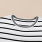 White Stripe Knitted Bat Sleeve T Shirt