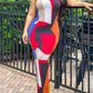 Colorblock Geometric Print Bandeau Slit Maxi Dress